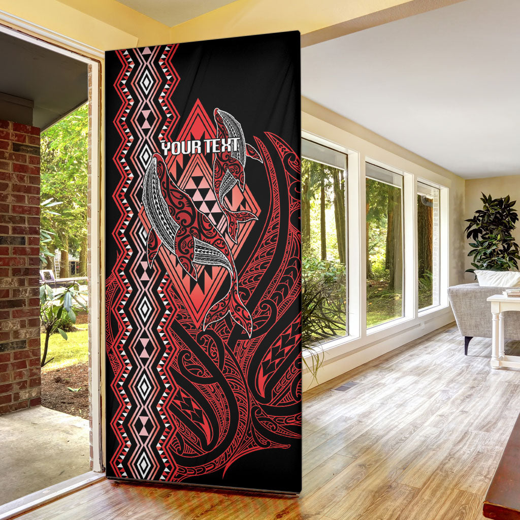 Aotearoa Iwi Ngapuhi Personalised Door Cover NZ Maori Humpback Whale Taniko Motifs LT14 - Polynesian Pride