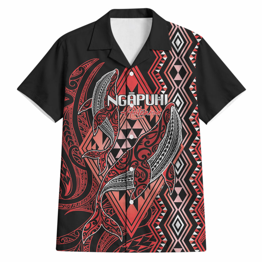 Aotearoa Iwi Ngapuhi Personalised Hawaiian Shirt NZ Maori Humpback Whale Taniko Motifs LT14 Red - Polynesian Pride