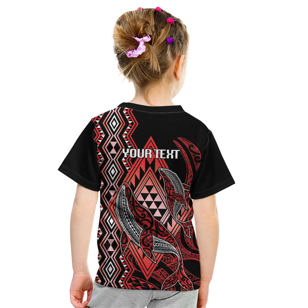 Aotearoa Iwi Ngapuhi Personalised Kid T Shirt NZ Maori Humpback Whale Taniko Motifs LT14 - Polynesian Pride