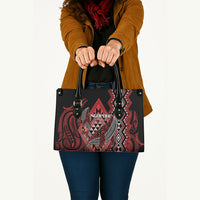 Aotearoa Iwi Ngapuhi Leather Bag NZ Maori Humpback Whale Taniko Motifs LT14 - Polynesian Pride