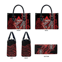 Aotearoa Iwi Ngapuhi Leather Bag NZ Maori Humpback Whale Taniko Motifs LT14 - Polynesian Pride