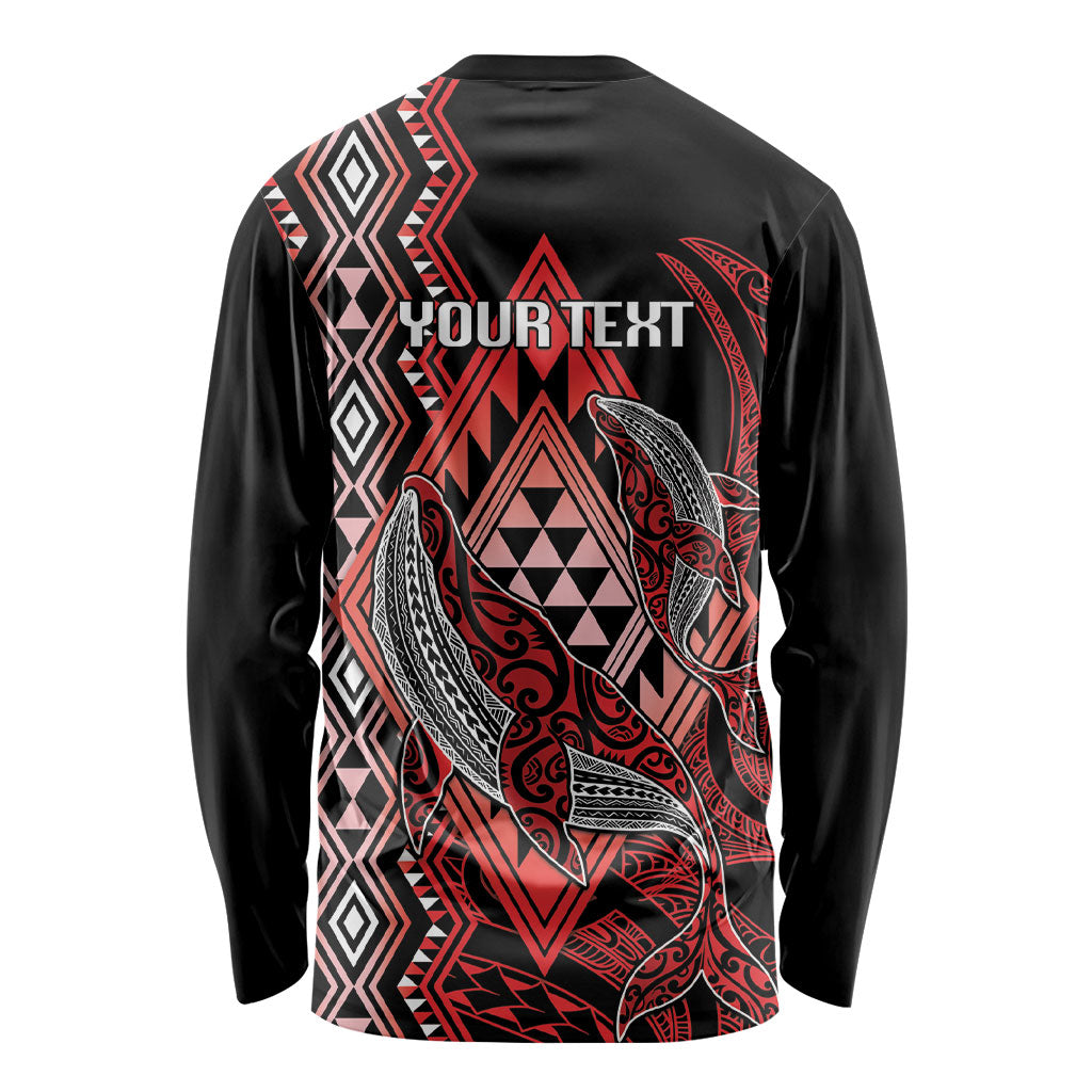 Aotearoa Iwi Ngapuhi Personalised Long Sleeve Shirt NZ Maori Humpback Whale Taniko Motifs LT14 - Polynesian Pride