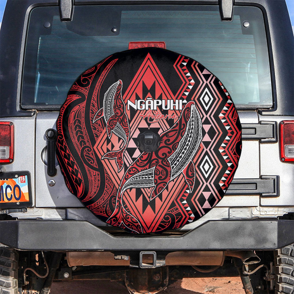 Aotearoa Iwi Ngapuhi Spare Tire Cover NZ Maori Humpback Whale Taniko Motifs LT14 Red - Polynesian Pride