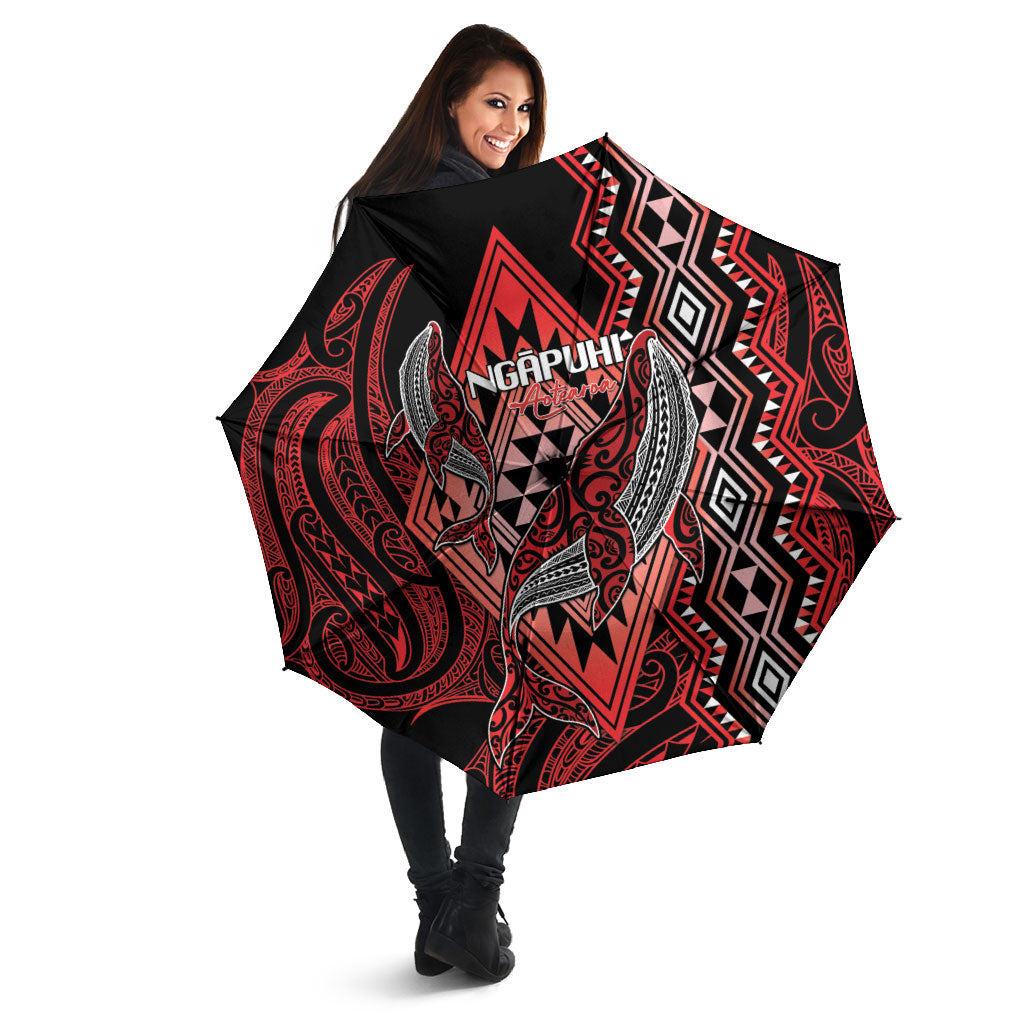 Aotearoa Iwi Ngapuhi Umbrella NZ Maori Humpback Whale Taniko Motifs LT14 - Polynesian Pride