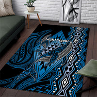 Aotearoa Iwi Ngati Porou Area Rug NZ Maori Humpback Whale Taniko Motifs LT14 Blue - Polynesian Pride
