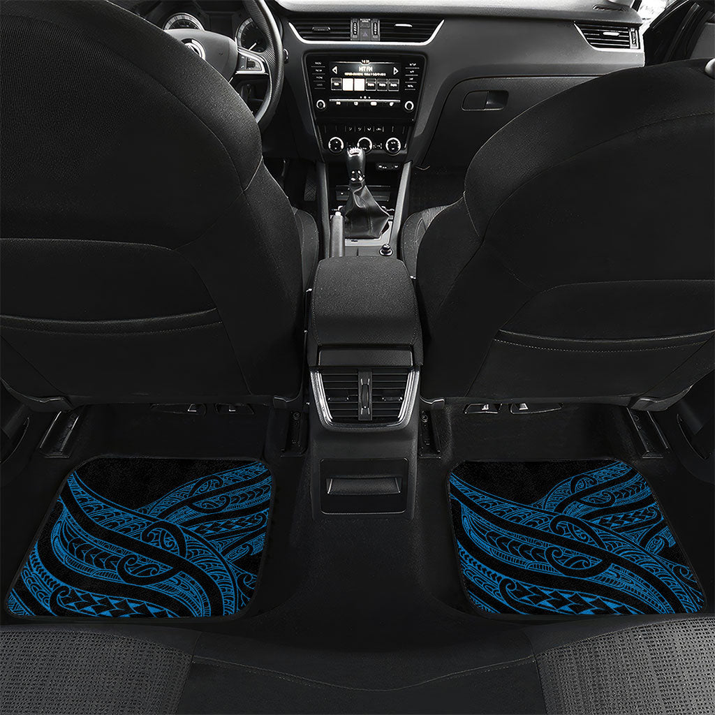 Aotearoa Iwi Ngati Porou Personalised Car Mats NZ Maori Humpback Whale Taniko Motifs LT14 Set 2pcs - Back Blue - Polynesian Pride