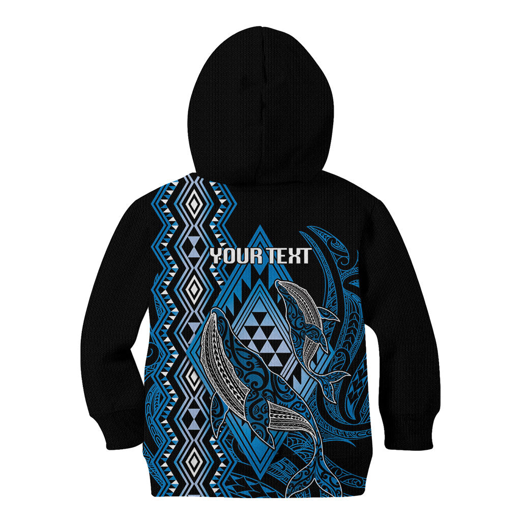 Aotearoa Iwi Ngati Porou Personalised Kid Hoodie NZ Maori Humpback Whale Taniko Motifs LT14 - Polynesian Pride