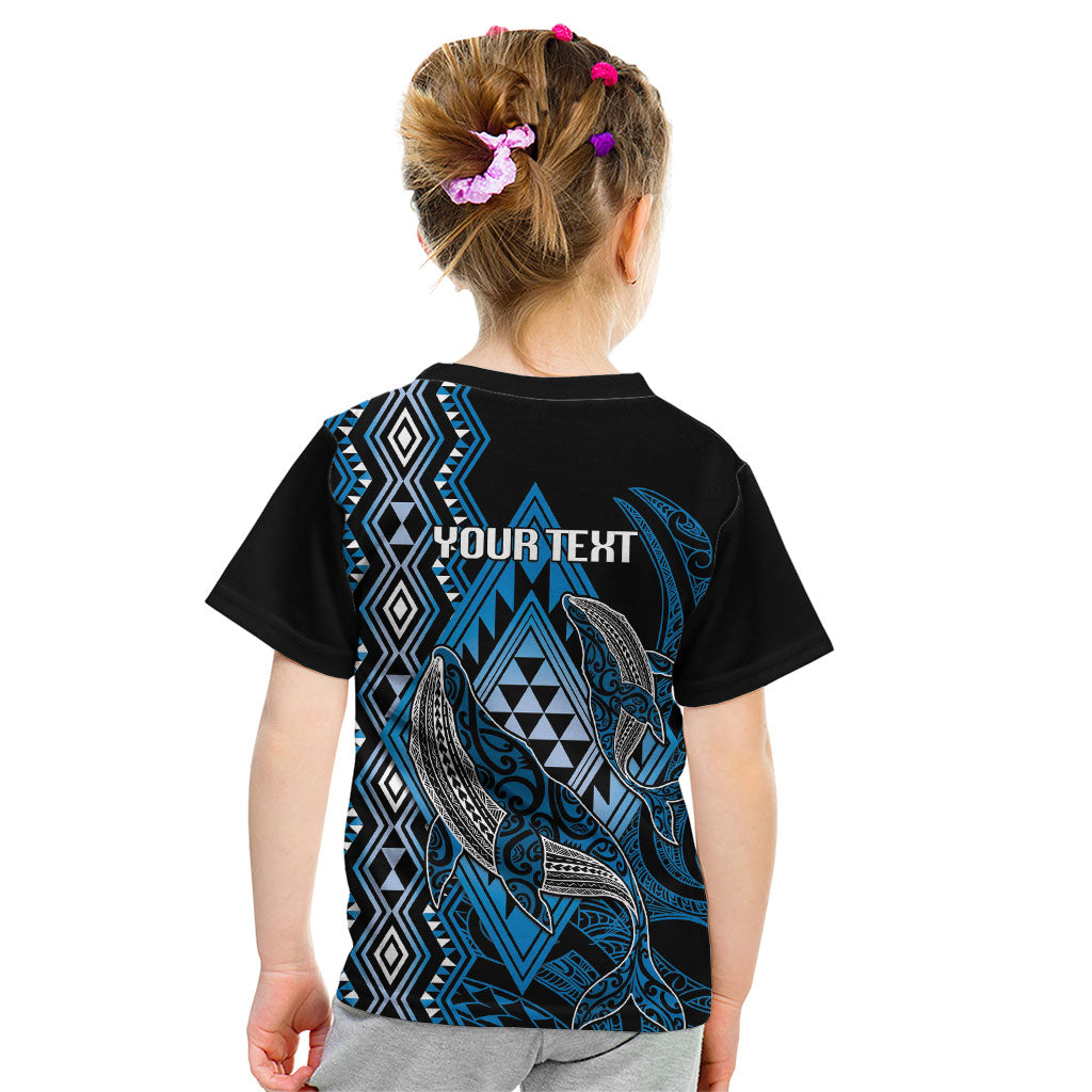 Aotearoa Iwi Ngati Porou Personalised Kid T Shirt NZ Maori Humpback Whale Taniko Motifs LT14 - Polynesian Pride
