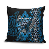 Aotearoa Iwi Ngati Porou Pillow Cover NZ Maori Humpback Whale Taniko Motifs LT14 Blue - Polynesian Pride