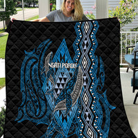 Aotearoa Iwi Ngati Porou Quilt NZ Maori Humpback Whale Taniko Motifs LT14 Blue - Polynesian Pride