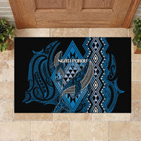 Aotearoa Iwi Ngati Porou Rubber Doormat NZ Maori Humpback Whale Taniko Motifs LT14 Blue - Polynesian Pride