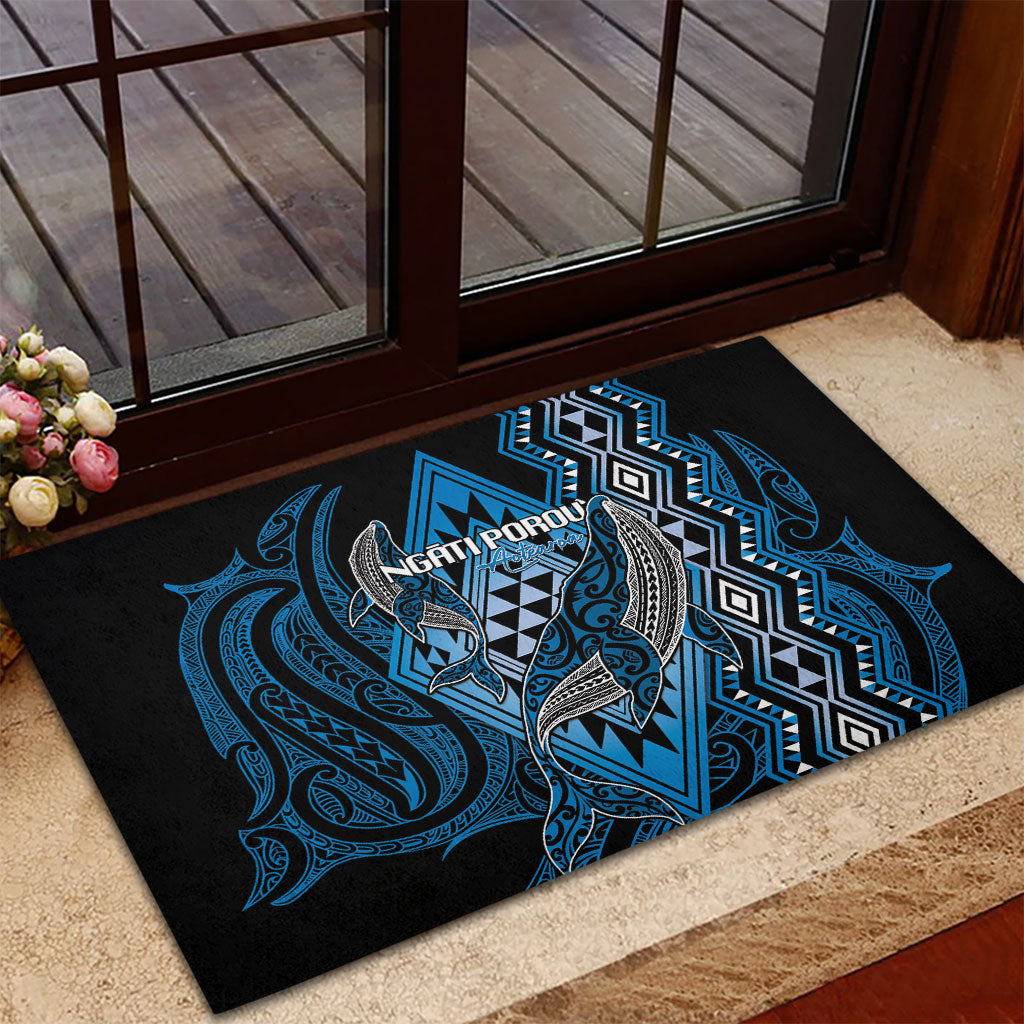 Aotearoa Iwi Ngati Porou Rubber Doormat NZ Maori Humpback Whale Taniko Motifs LT14 - Polynesian Pride
