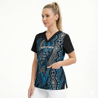 Aotearoa Iwi Ngati Porou Personalised Scrub Top NZ Maori Humpback Whale Taniko Motifs LT14 - Polynesian Pride