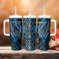Aotearoa Iwi Ngati Porou Personalised Tumbler With Handle NZ Maori Humpback Whale Taniko Motifs LT14 - Polynesian Pride