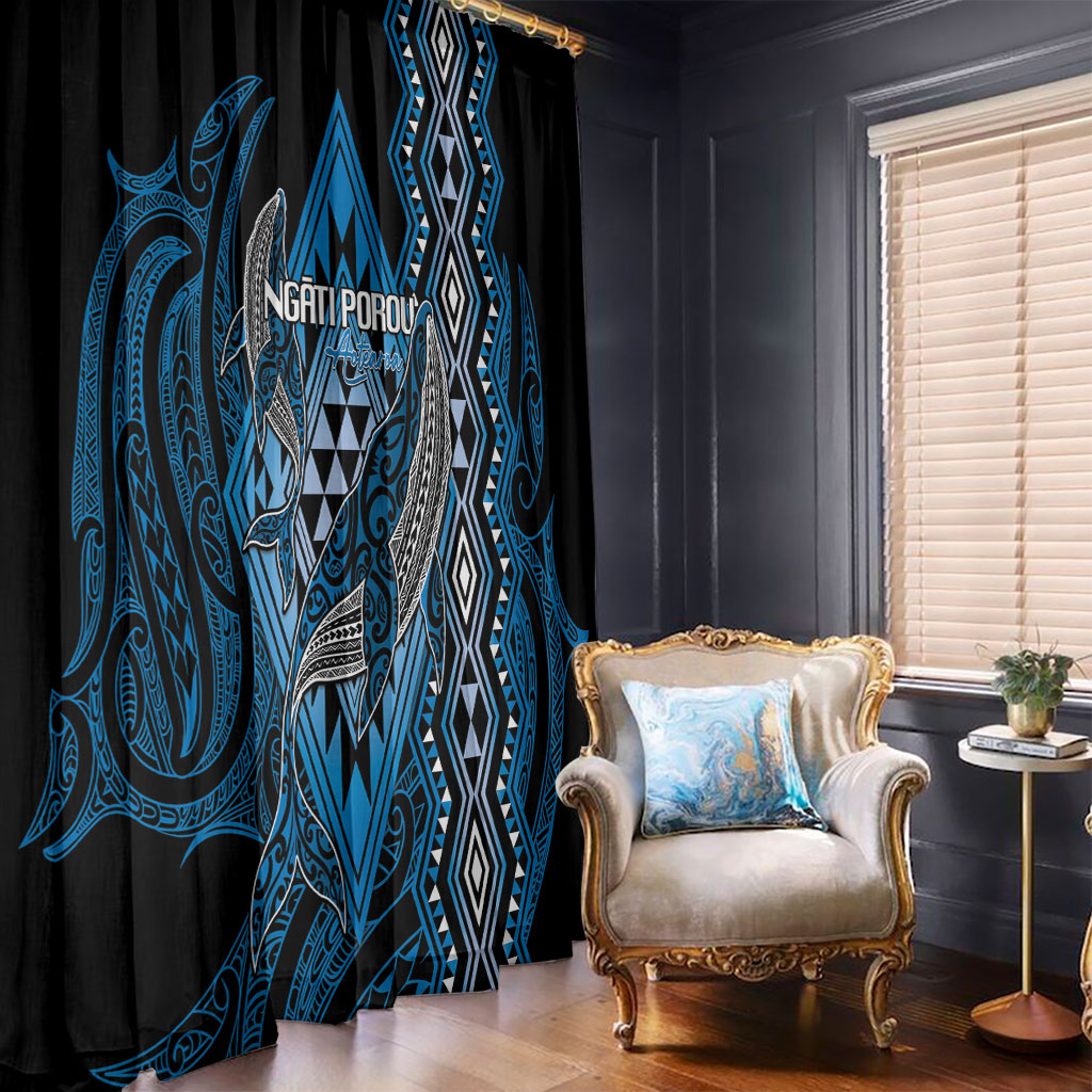 Aotearoa Iwi Ngati Porou Window Curtain NZ Maori Humpback Whale Taniko Motifs LT14 - Polynesian Pride
