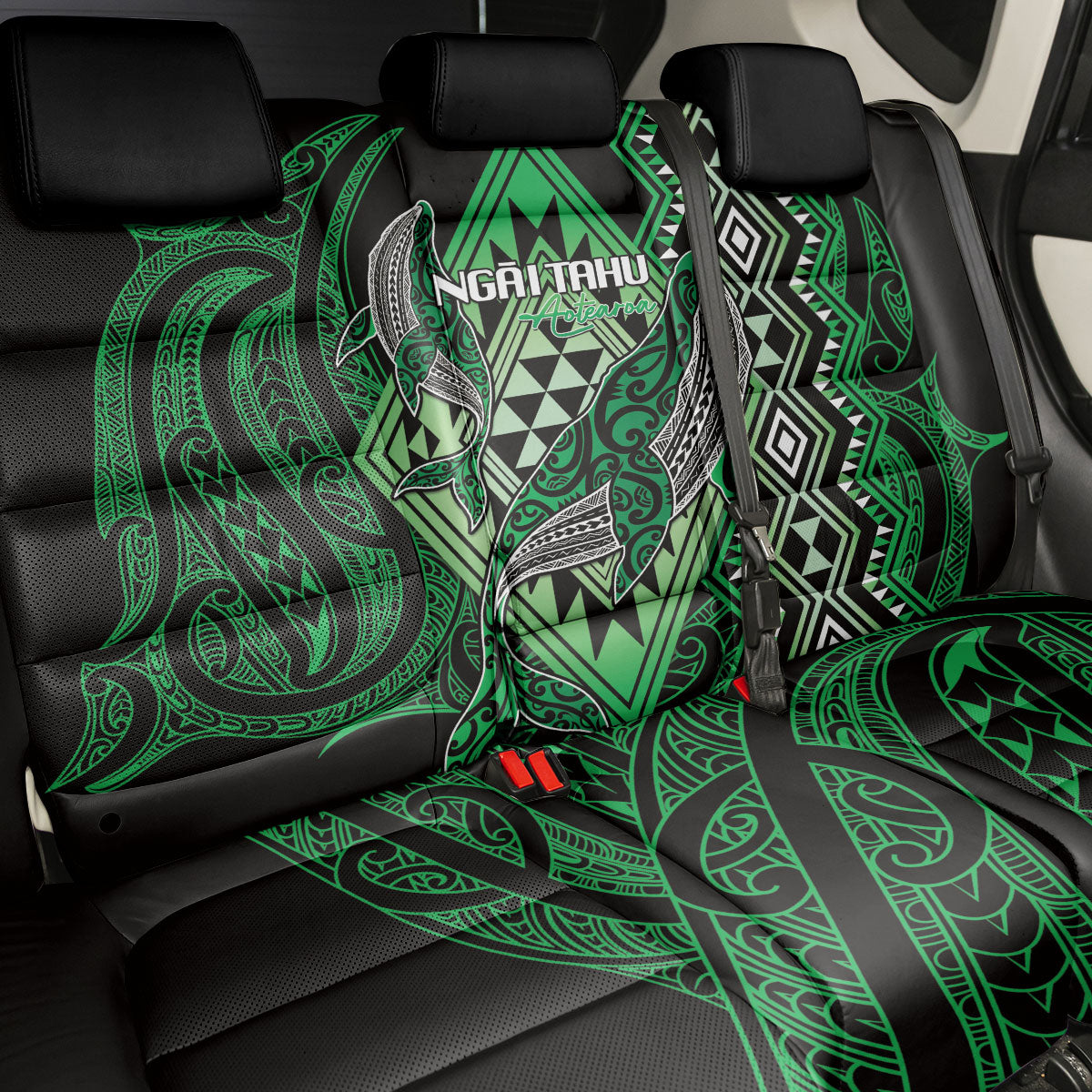 Aotearoa Iwi Ngai Tahu Back Car Seat Cover NZ Maori Humpback Whale Taniko Motifs LT14 - Polynesian Pride