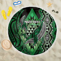 Aotearoa Iwi Ngai Tahu Beach Blanket NZ Maori Humpback Whale Taniko Motifs LT14 One Size 150cm Green - Polynesian Pride