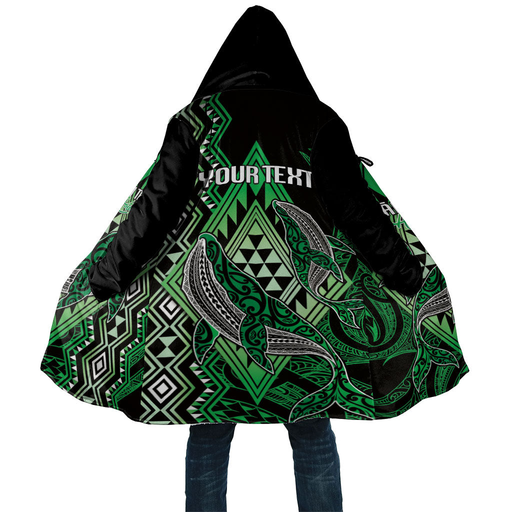 Aotearoa Iwi Ngai Tahu Personalised Cloak NZ Maori Humpback Whale Taniko Motifs LT14 Unisex Green - Polynesian Pride