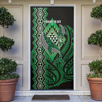 Aotearoa Iwi Ngai Tahu Personalised Door Cover NZ Maori Humpback Whale Taniko Motifs LT14 Green - Polynesian Pride