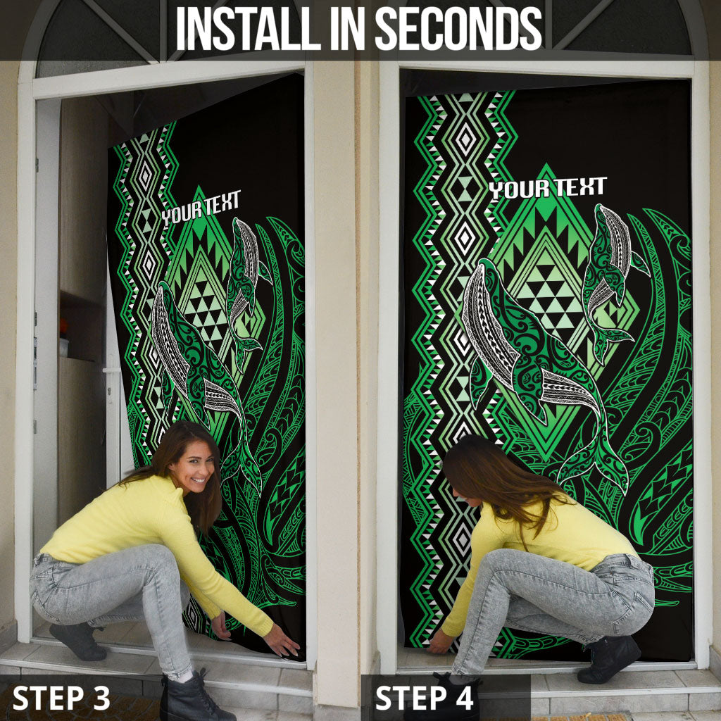 Aotearoa Iwi Ngai Tahu Personalised Door Cover NZ Maori Humpback Whale Taniko Motifs LT14 - Polynesian Pride
