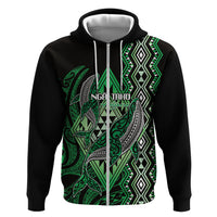Aotearoa Iwi Ngai Tahu Personalised Hoodie NZ Maori Humpback Whale Taniko Motifs LT14 Zip Hoodie Green - Polynesian Pride