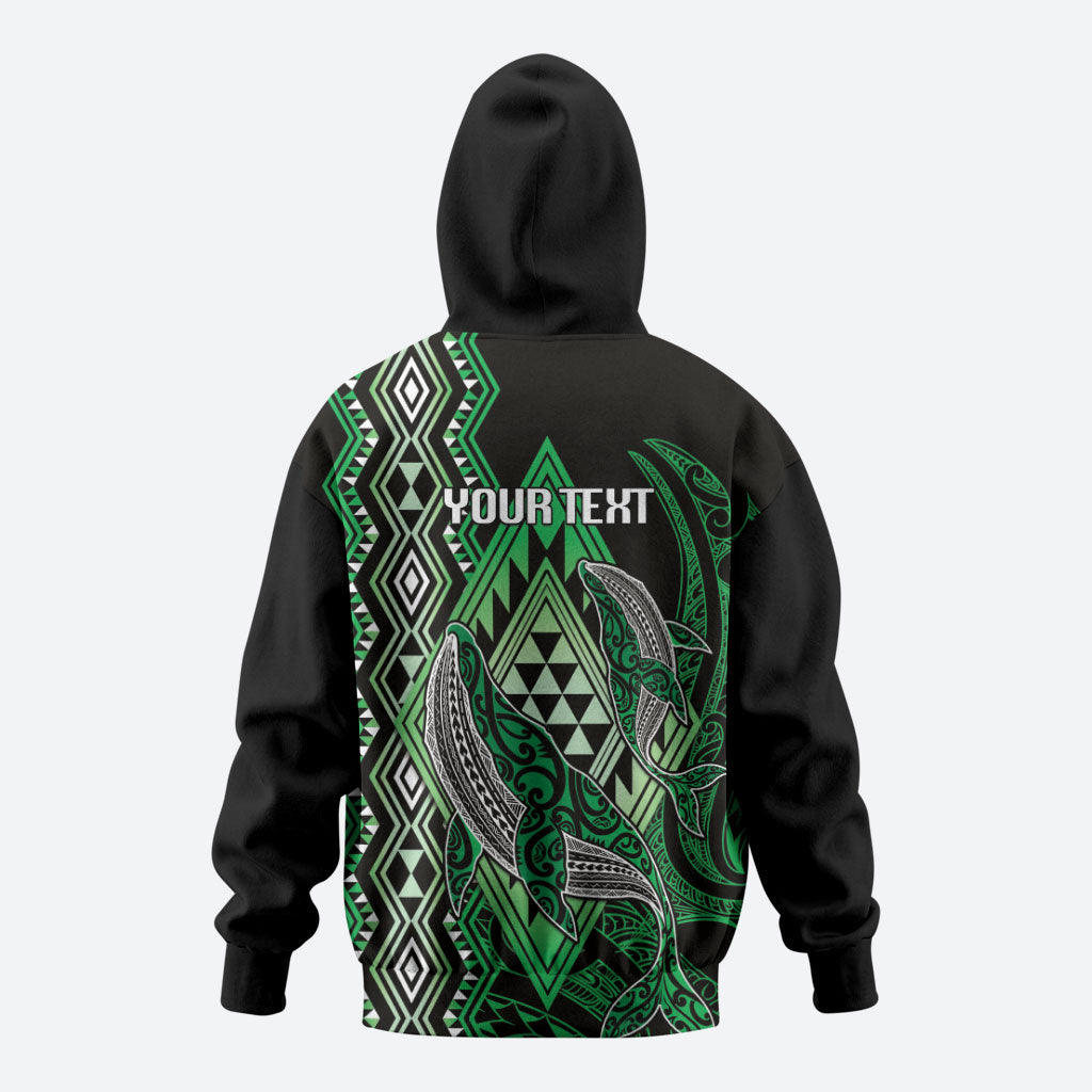 Aotearoa Iwi Ngai Tahu Personalised Hoodie NZ Maori Humpback Whale Taniko Motifs LT14 - Polynesian Pride