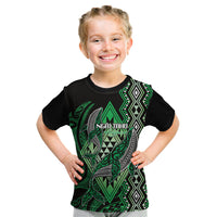 Aotearoa Iwi Ngai Tahu Personalised Kid T Shirt NZ Maori Humpback Whale Taniko Motifs LT14 Green - Polynesian Pride