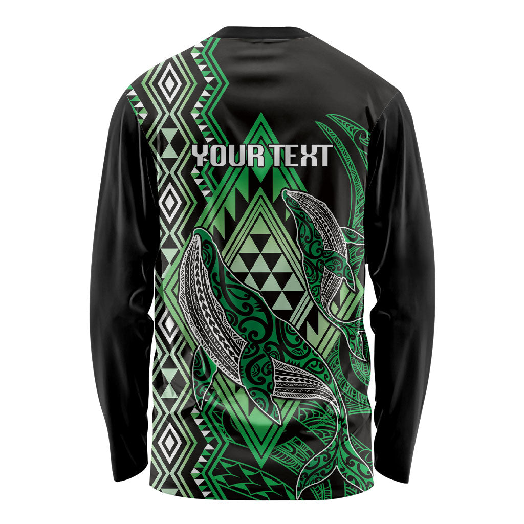 Aotearoa Iwi Ngai Tahu Personalised Long Sleeve Shirt NZ Maori Humpback Whale Taniko Motifs LT14 - Polynesian Pride