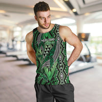 Aotearoa Iwi Ngai Tahu Personalised Men Tank Top NZ Maori Humpback Whale Taniko Motifs LT14 Green - Polynesian Pride