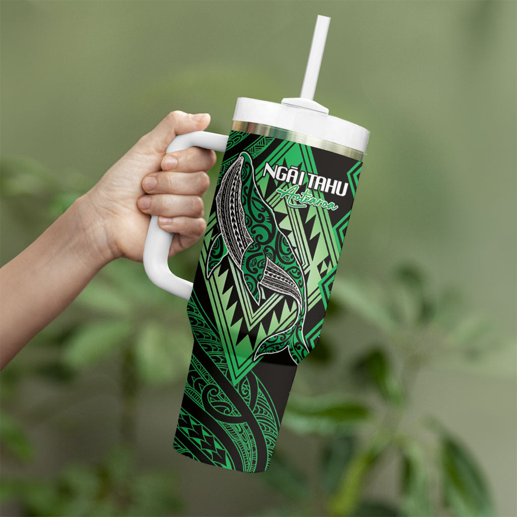 Aotearoa Iwi Ngai Tahu Personalised Tumbler With Handle NZ Maori Humpback Whale Taniko Motifs LT14 - Polynesian Pride