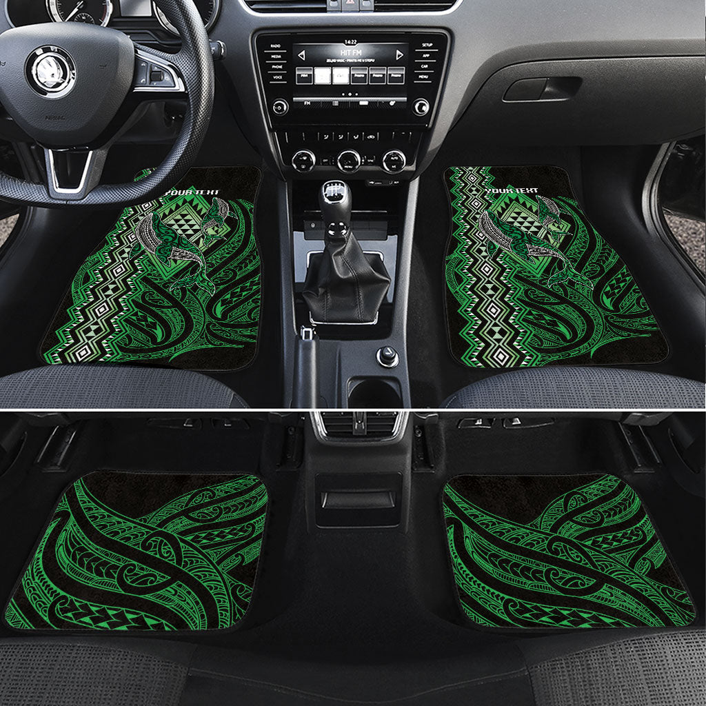 Aotearoa Iwi Ngati Pikiao Personalised Car Mats NZ Maori Humpback Whale Taniko Motifs LT14 Set 4pcs Green - Polynesian Pride