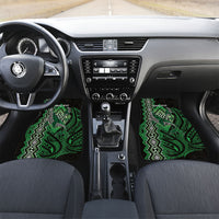 Aotearoa Iwi Ngati Pikiao Personalised Car Mats NZ Maori Humpback Whale Taniko Motifs LT14 Set 2pcs - Front Green - Polynesian Pride