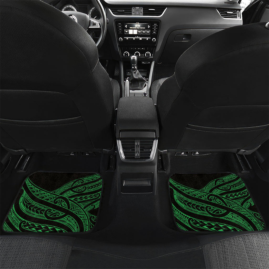 Aotearoa Iwi Ngati Pikiao Personalised Car Mats NZ Maori Humpback Whale Taniko Motifs LT14 Set 2pcs - Back Green - Polynesian Pride
