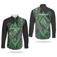 Aotearoa Iwi Ngati Pikiao Personalised Couples Matching Mermaid Dress and Long Sleeve Button Shirt NZ Maori Humpback Whale Taniko Motifs LT14 - Polynesian Pride
