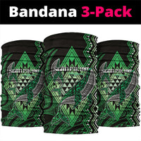 Aotearoa Iwi Ngati Pikiao Neck Gaiter NZ Maori Humpback Whale Taniko Motifs LT14 package One Size: 25*50cm Green - Polynesian Pride