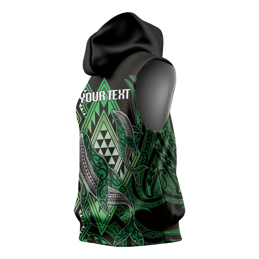 Aotearoa Iwi Ngati Pikiao Personalised Sleeveless Hoodie NZ Maori Humpback Whale Taniko Motifs LT14 - Polynesian Pride