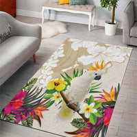 New Zealand Cacatua Galerita Area Rug Aotearoa Cockatoo Tropical Flowers LT14 - Polynesian Pride