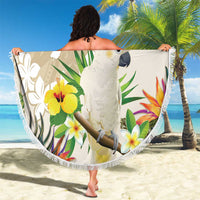 New Zealand Cacatua Galerita Beach Blanket Aotearoa Cockatoo Tropical Flowers LT14 - Polynesian Pride