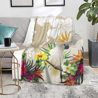 New Zealand Cacatua Galerita Blanket Aotearoa Cockatoo Tropical Flowers LT14 - Polynesian Pride