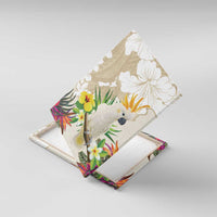 New Zealand Cacatua Galerita Canvas Wall Art Aotearoa Cockatoo Tropical Flowers LT14 With Frame Beige - Polynesian Pride