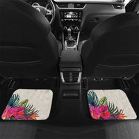 New Zealand Cacatua Galerita Car Mats Aotearoa Cockatoo Tropical Flowers LT14 Set 2pcs - Back Beige - Polynesian Pride