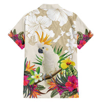 New Zealand Cacatua Galerita Family Matching Puletasi and Hawaiian Shirt Aotearoa Cockatoo Tropical Flowers LT14 - Polynesian Pride
