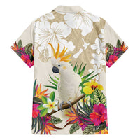 New Zealand Cacatua Galerita Family Matching Summer Maxi Dress and Hawaiian Shirt Aotearoa Cockatoo Tropical Flowers LT14 - Polynesian Pride