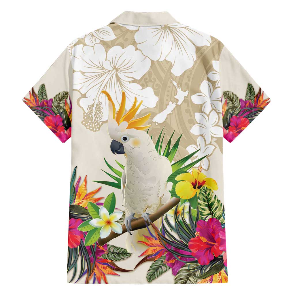 New Zealand Cacatua Galerita Family Matching Tank Maxi Dress and Hawaiian Shirt Aotearoa Cockatoo Tropical Flowers LT14 - Polynesian Pride