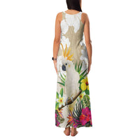 New Zealand Cacatua Galerita Family Matching Tank Maxi Dress and Hawaiian Shirt Aotearoa Cockatoo Tropical Flowers LT14 - Polynesian Pride