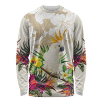New Zealand Cacatua Galerita Long Sleeve Shirt Aotearoa Cockatoo Tropical Flowers LT14 Unisex Beige - Polynesian Pride