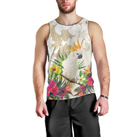 New Zealand Cacatua Galerita Men Tank Top Aotearoa Cockatoo Tropical Flowers LT14 - Polynesian Pride