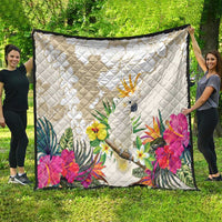 New Zealand Cacatua Galerita Quilt Aotearoa Cockatoo Tropical Flowers LT14 - Polynesian Pride