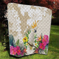 New Zealand Cacatua Galerita Quilt Aotearoa Cockatoo Tropical Flowers LT14 - Polynesian Pride