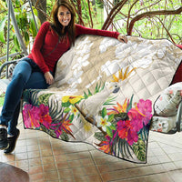 New Zealand Cacatua Galerita Quilt Aotearoa Cockatoo Tropical Flowers LT14 - Polynesian Pride
